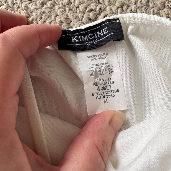 Kimcine White Hi/Lo Dress – Floral Neckline – Size M ✨ - Picture 3 of 11